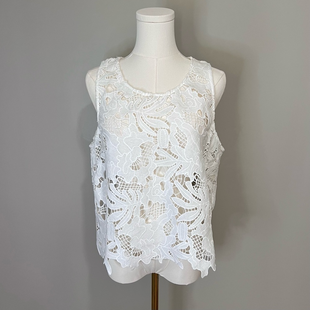 NWT Caution to the Wind Floral Lace White Tank Top Size M